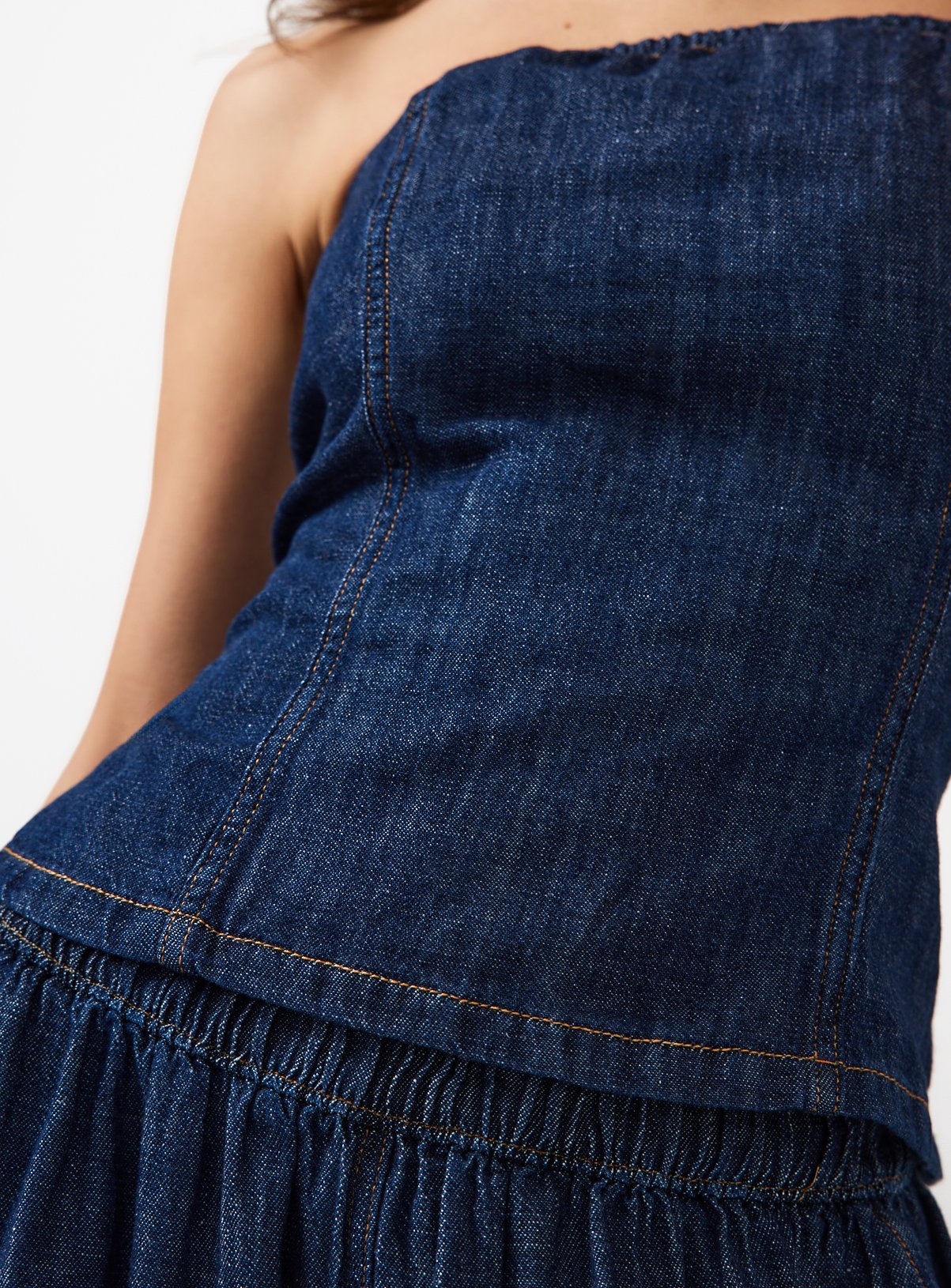 Dark Denim Linen Blend Bandeau Co-ord Top 10 - Image 3 thumbnail